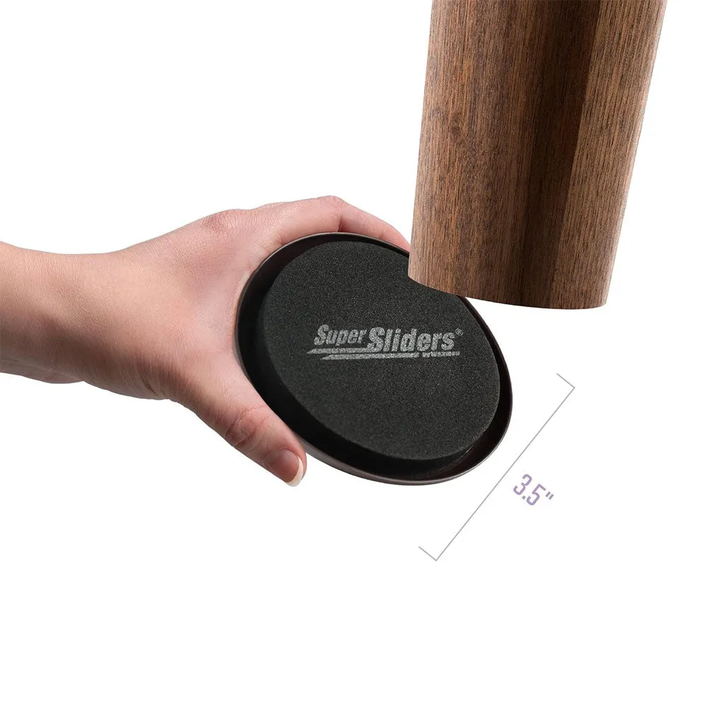 16 Pc Large Furniture Sliders Brown Round Glides Movers 3.5" Pads Multi Surface