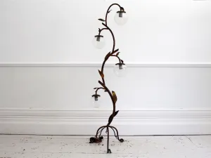 1930's Four Light Gilt Tole Floor Light with Glass Globes