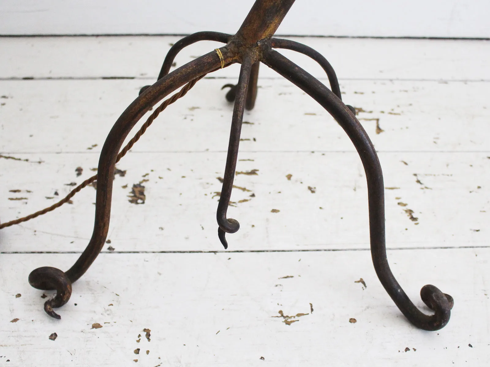 1930's Four Light Gilt Tole Floor Light with Glass Globes