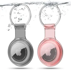 2-Pack Airtag Holder, Airtag Case Compatible with Apple AirTags, Waterproof & Dustproof & Anti-Collision Airtag Cover with Multi-Color Transparent Soft TPU Material for Kids, Bags, Keys, Pets