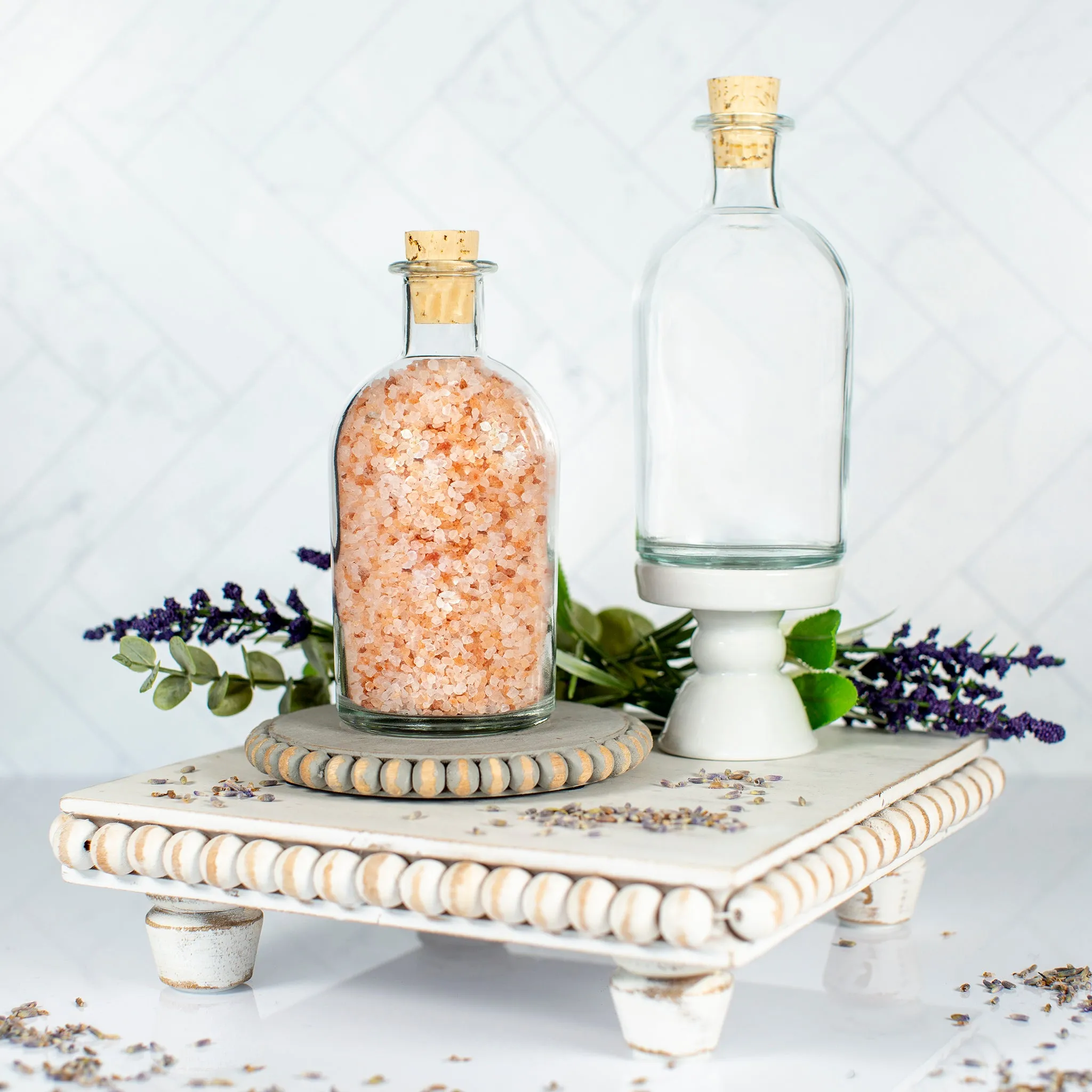 250 ml Clear Glass Boston Round Style Bottle with Cork Lid