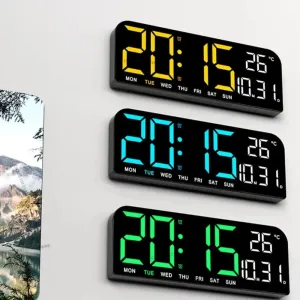 9.0inch Large Digital Temperature Date LED Wall Clock