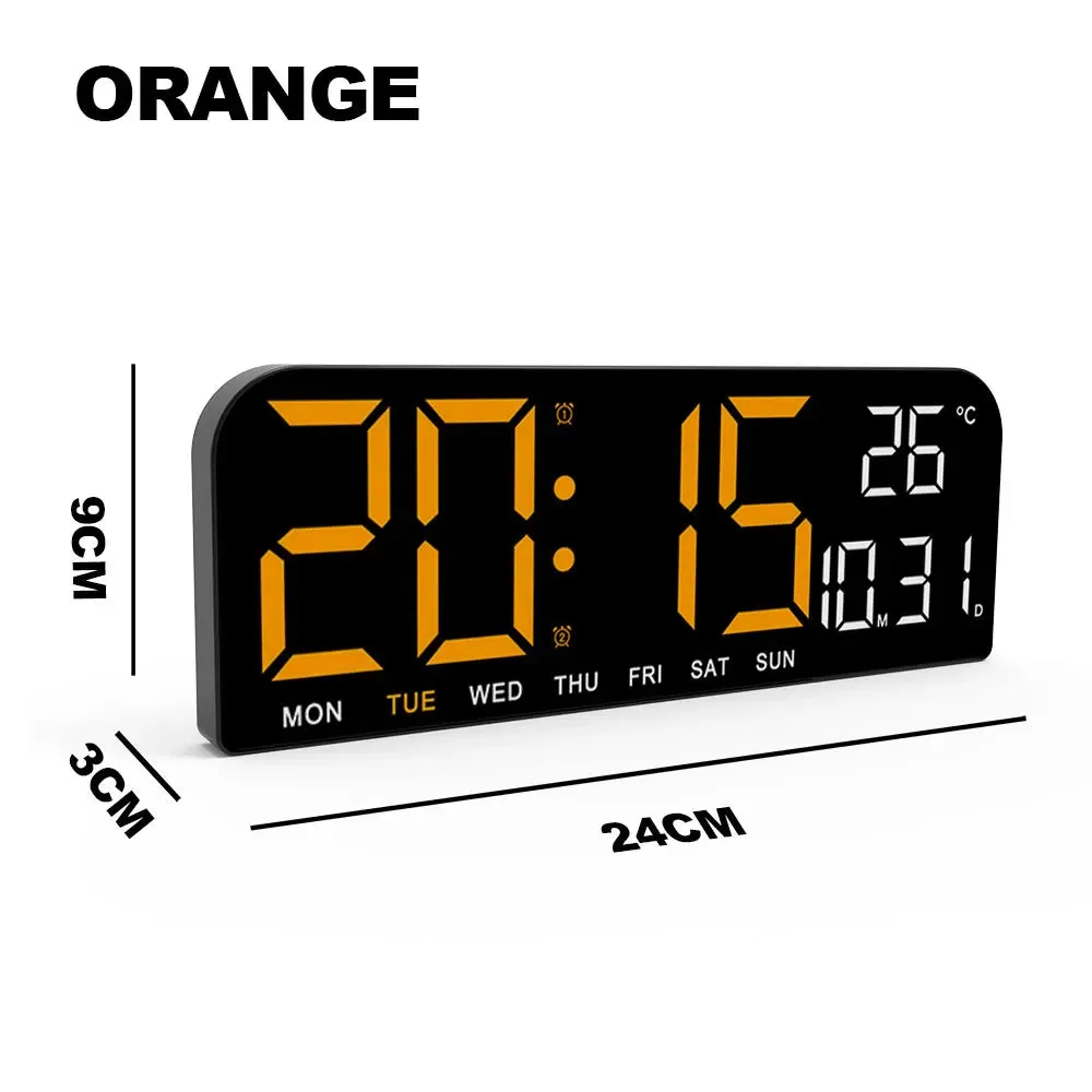 9.0inch Large Digital Temperature Date LED Wall Clock