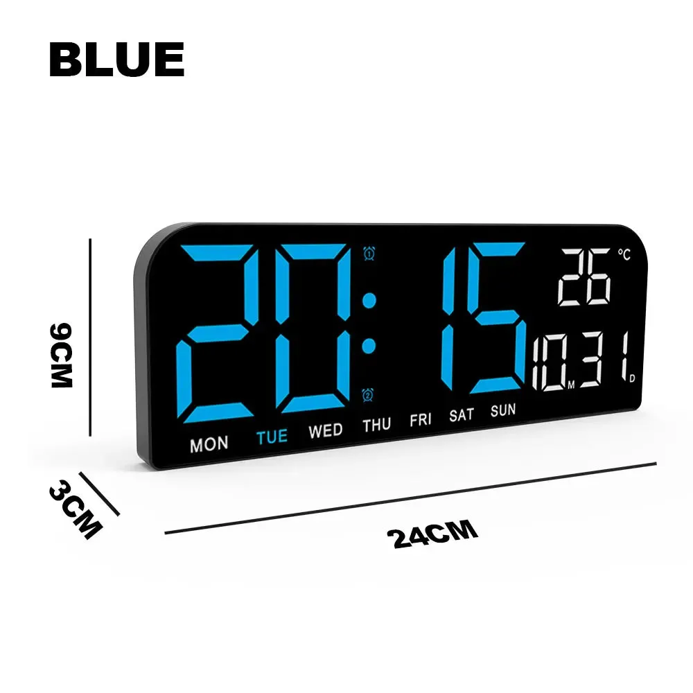 9.0inch Large Digital Temperature Date LED Wall Clock