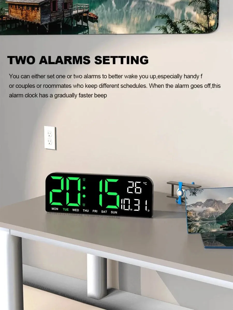 9.0inch Large Digital Temperature Date LED Wall Clock