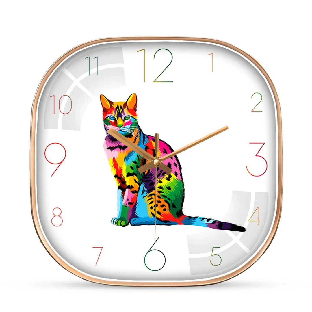 Abstract bengal cat wall clock