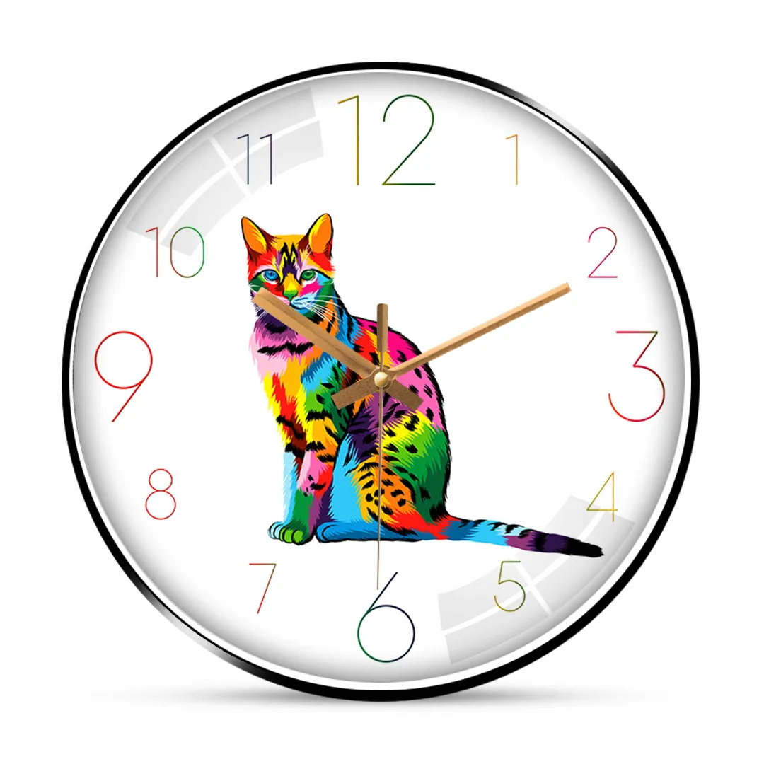 Abstract bengal cat wall clock