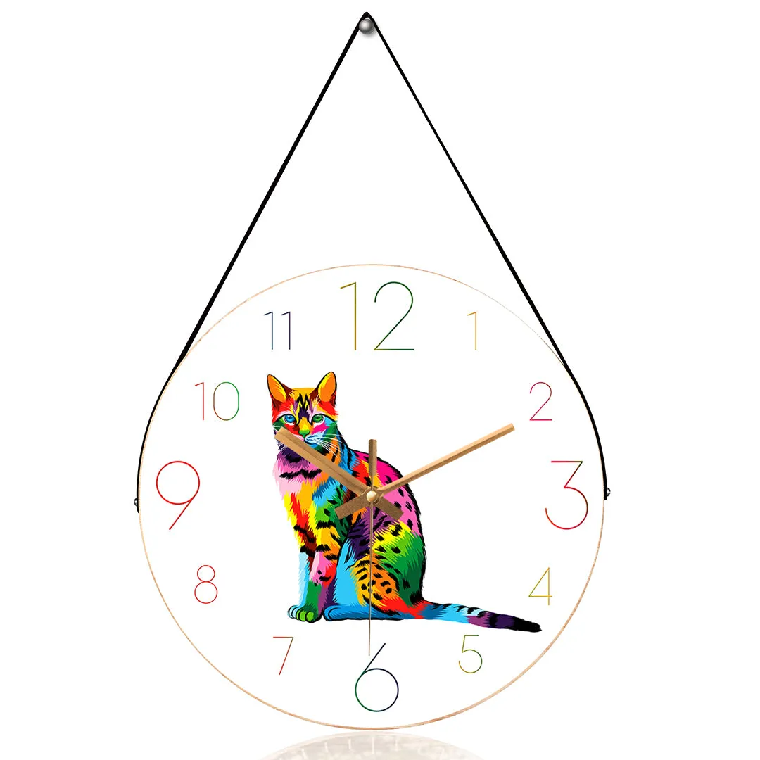 Abstract bengal cat wall clock