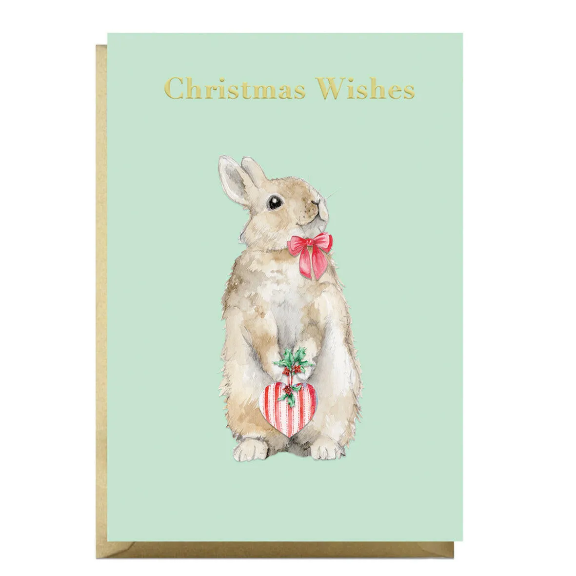 Animal Collection A6 Foiled Greeting Card Christmas Rabbit