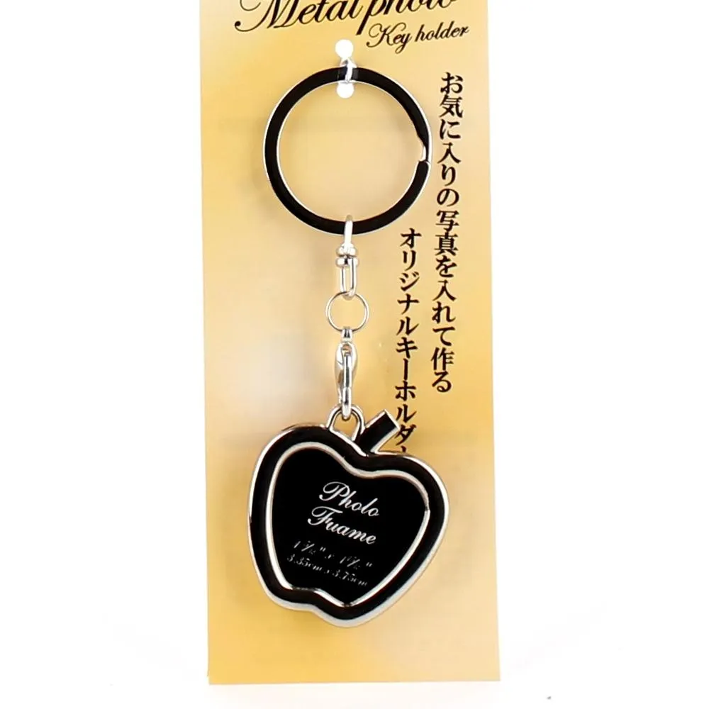 Apple Shaped Personalized Photo Insert Keychain