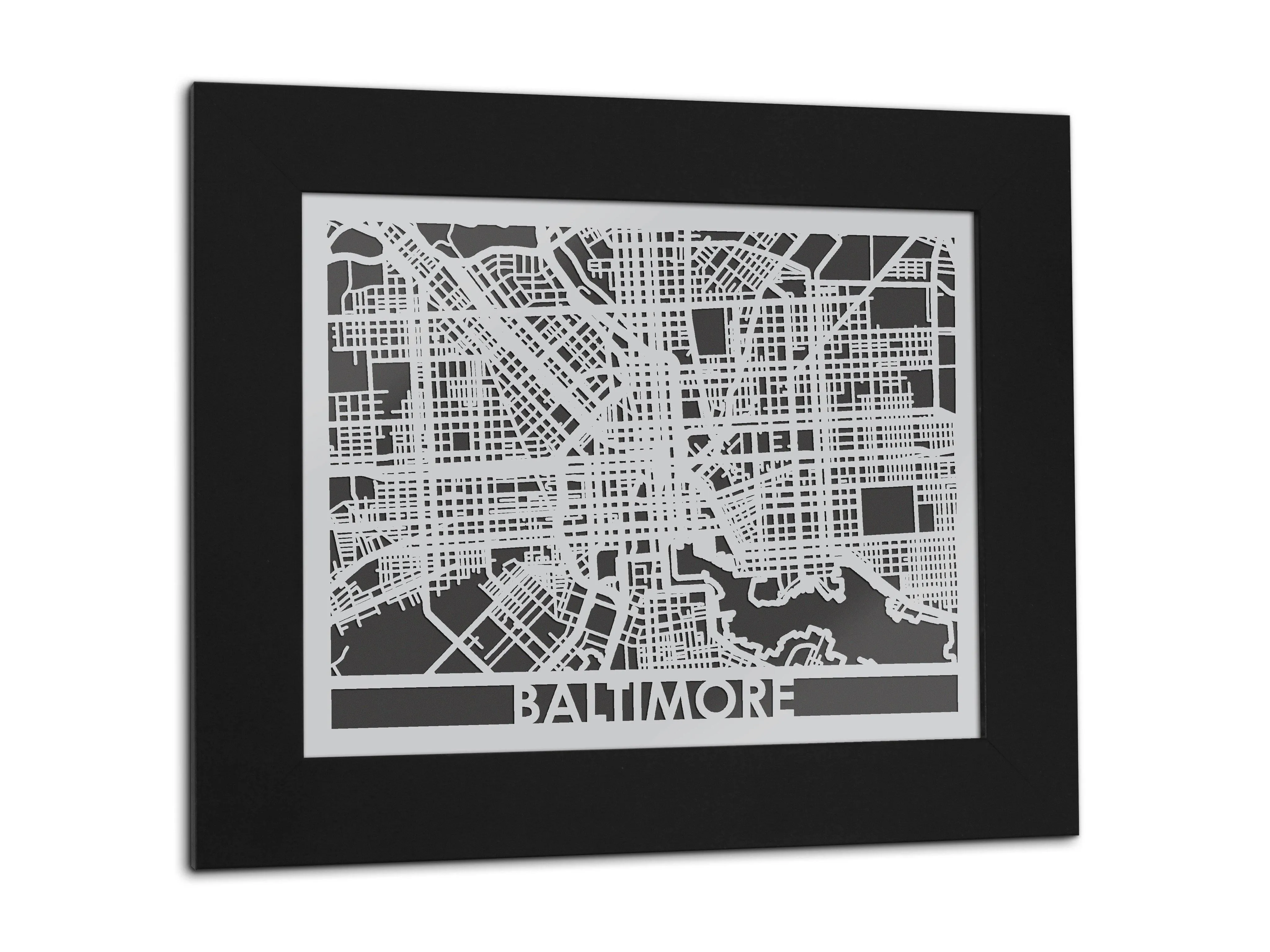 Baltimore - Stainless Steel Map - 11" x 14" by Metal Unlimited
