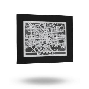 Baltimore - Stainless Steel Map - 11" x 14" by Metal Unlimited