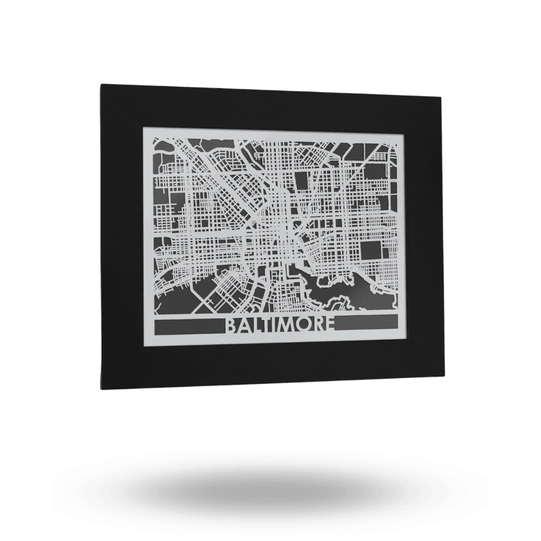 Baltimore - Stainless Steel Map - 11" x 14" by Metal Unlimited