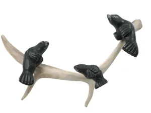 Basking seals Inuit soapstone carving by Artist Pita Pirti
