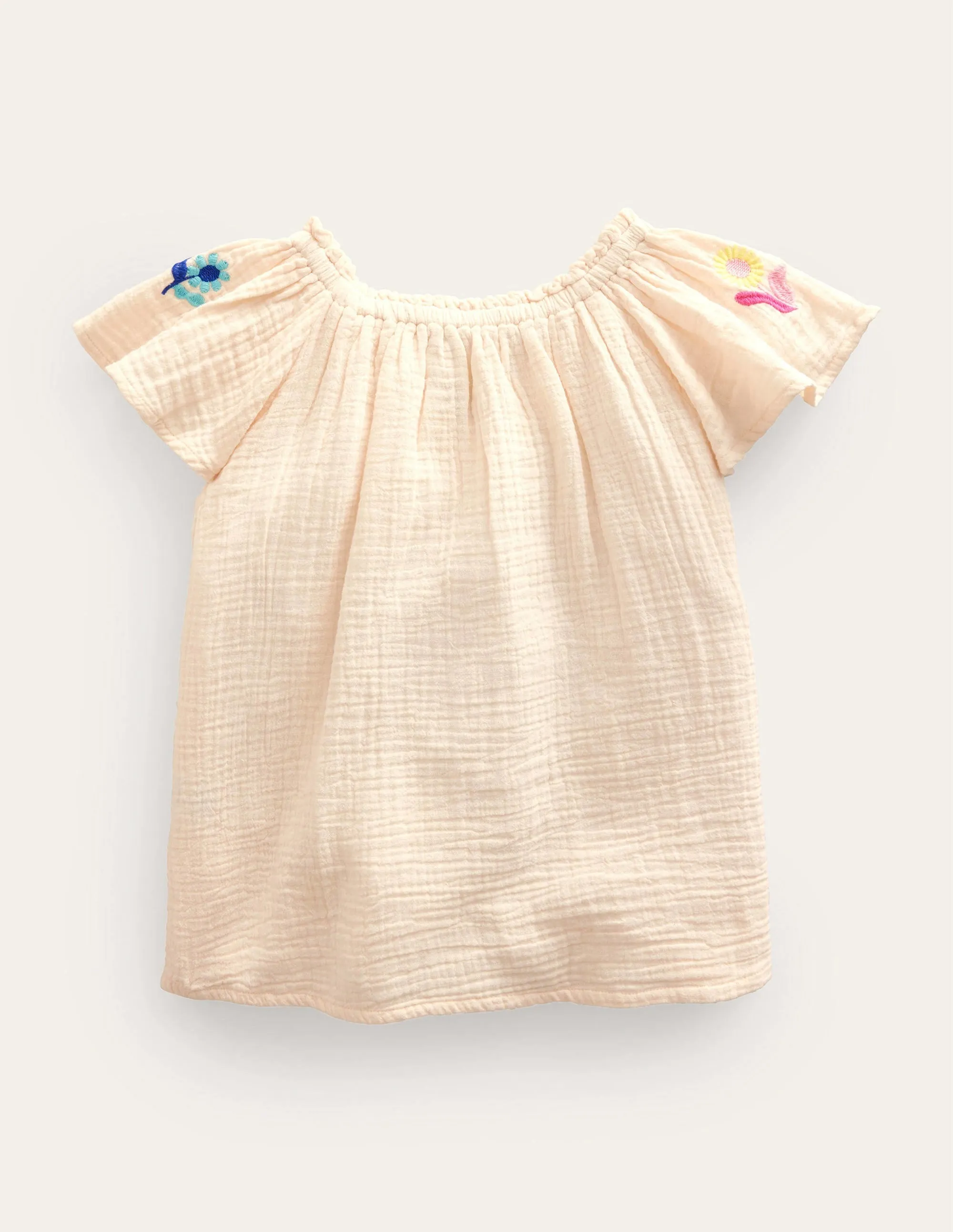 Beachy Embroidered Top-Ivory