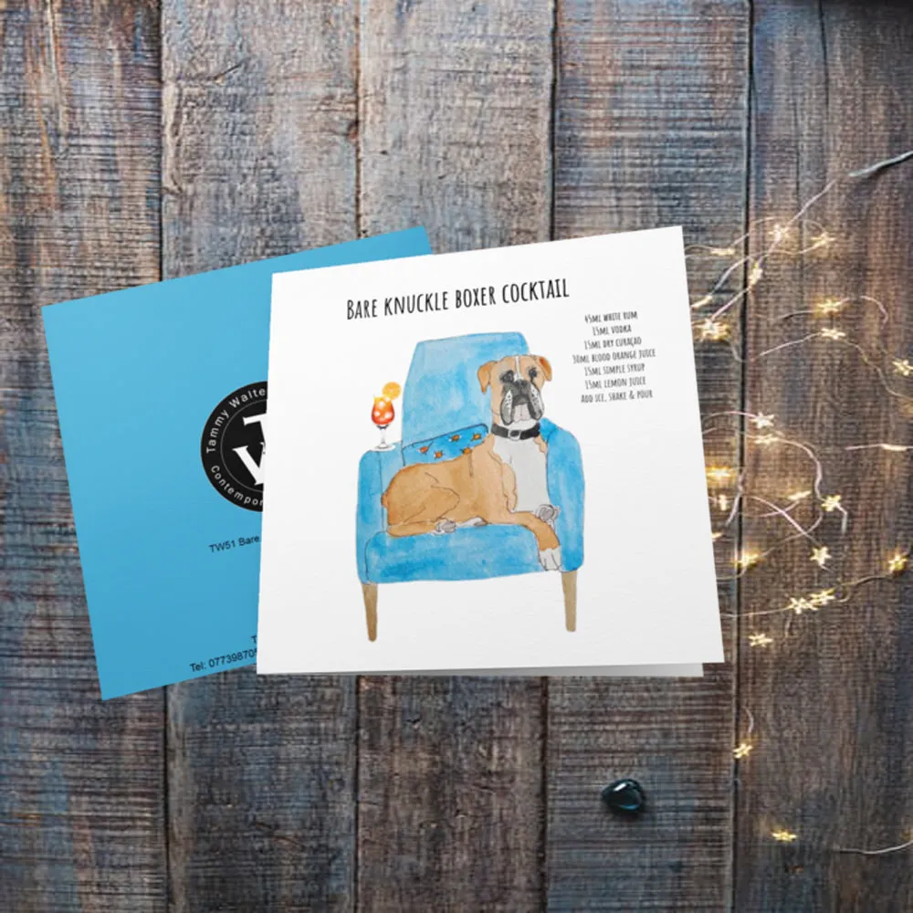 Bear Knuckle Boxer Cocktail Greetings Card