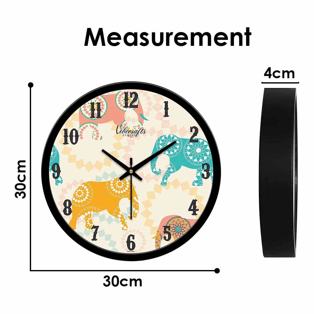 Beautiful Elephants Texture Designer Wall Clock