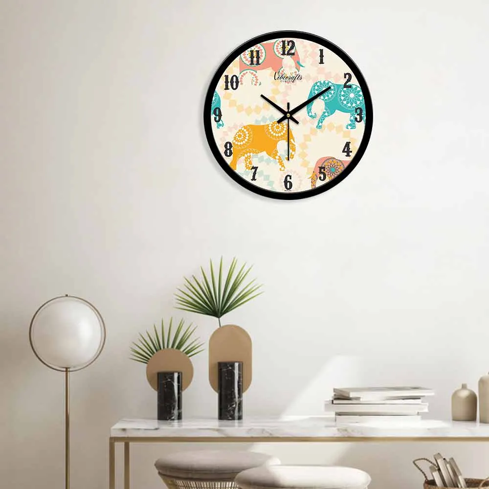 Beautiful Elephants Texture Designer Wall Clock