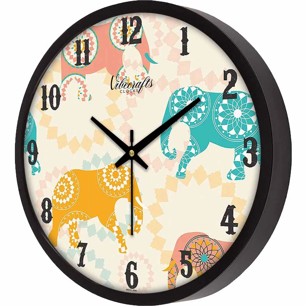 Beautiful Elephants Texture Designer Wall Clock