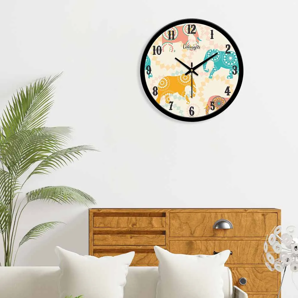 Beautiful Elephants Texture Designer Wall Clock