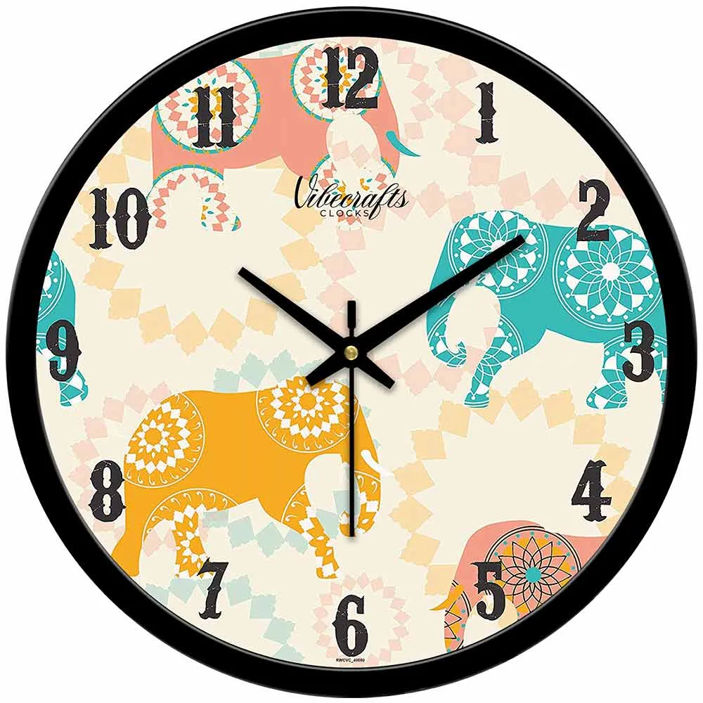 Beautiful Elephants Texture Designer Wall Clock