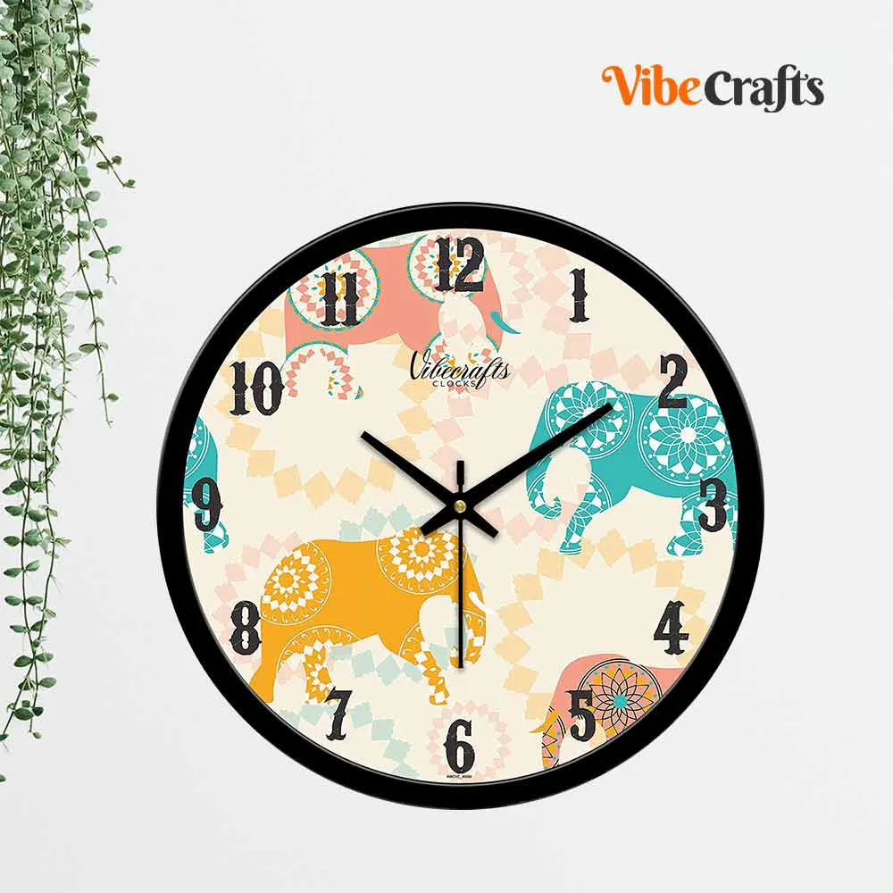 Beautiful Elephants Texture Designer Wall Clock