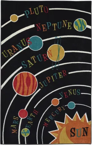 Black Aurora Solar System Indoor Space Area Rug (5'X8')