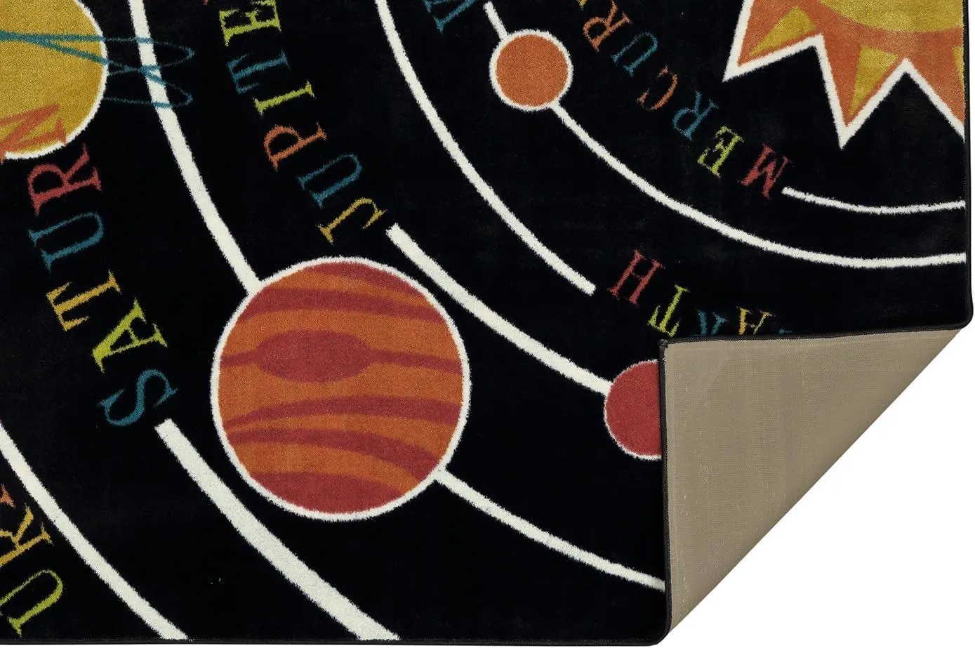Black Aurora Solar System Indoor Space Area Rug (5'X8')