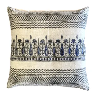Block Print Tilak Cotton Dari Cushion Cover Blue Size 65x65cm
