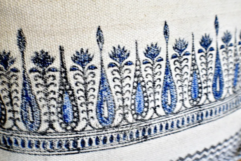 Block Print Tilak Cotton Dari Cushion Cover Blue Size 65x65cm