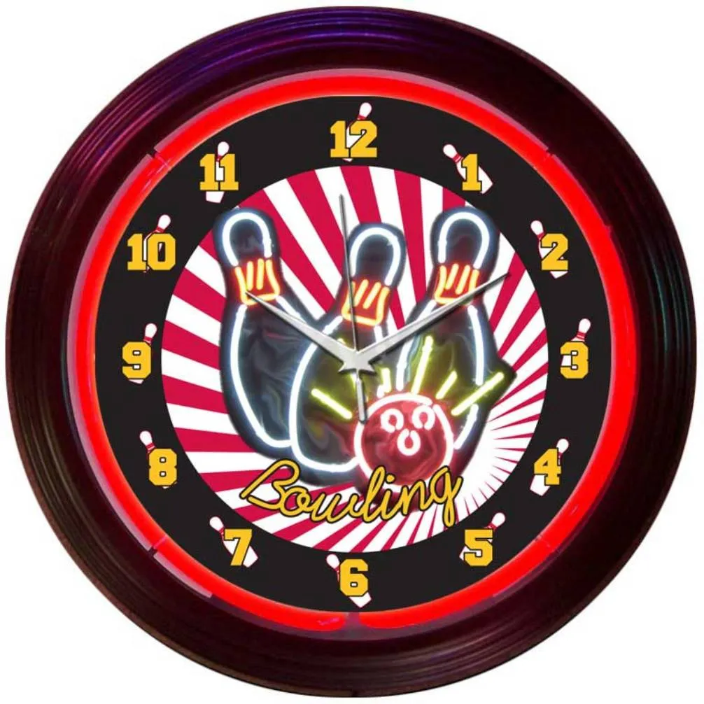 BOWLING NEON CLOCK