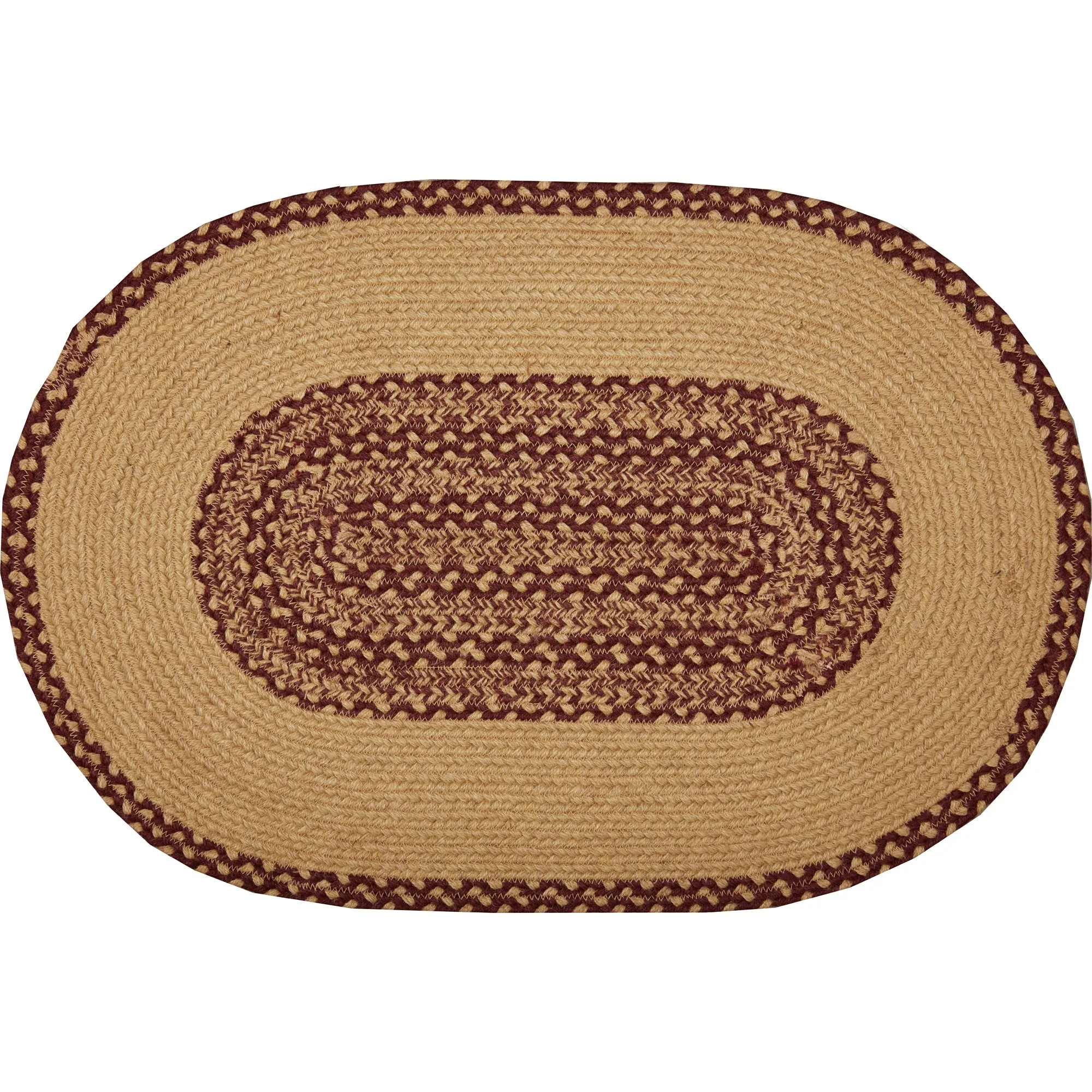 Burgundy Tan Jute Rug Stencil Stars