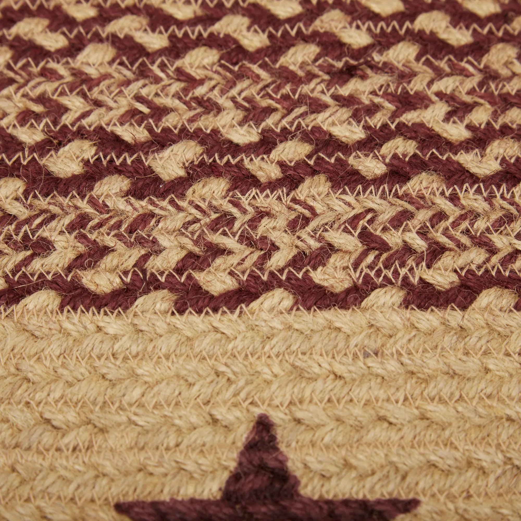 Burgundy Tan Jute Rug Stencil Stars