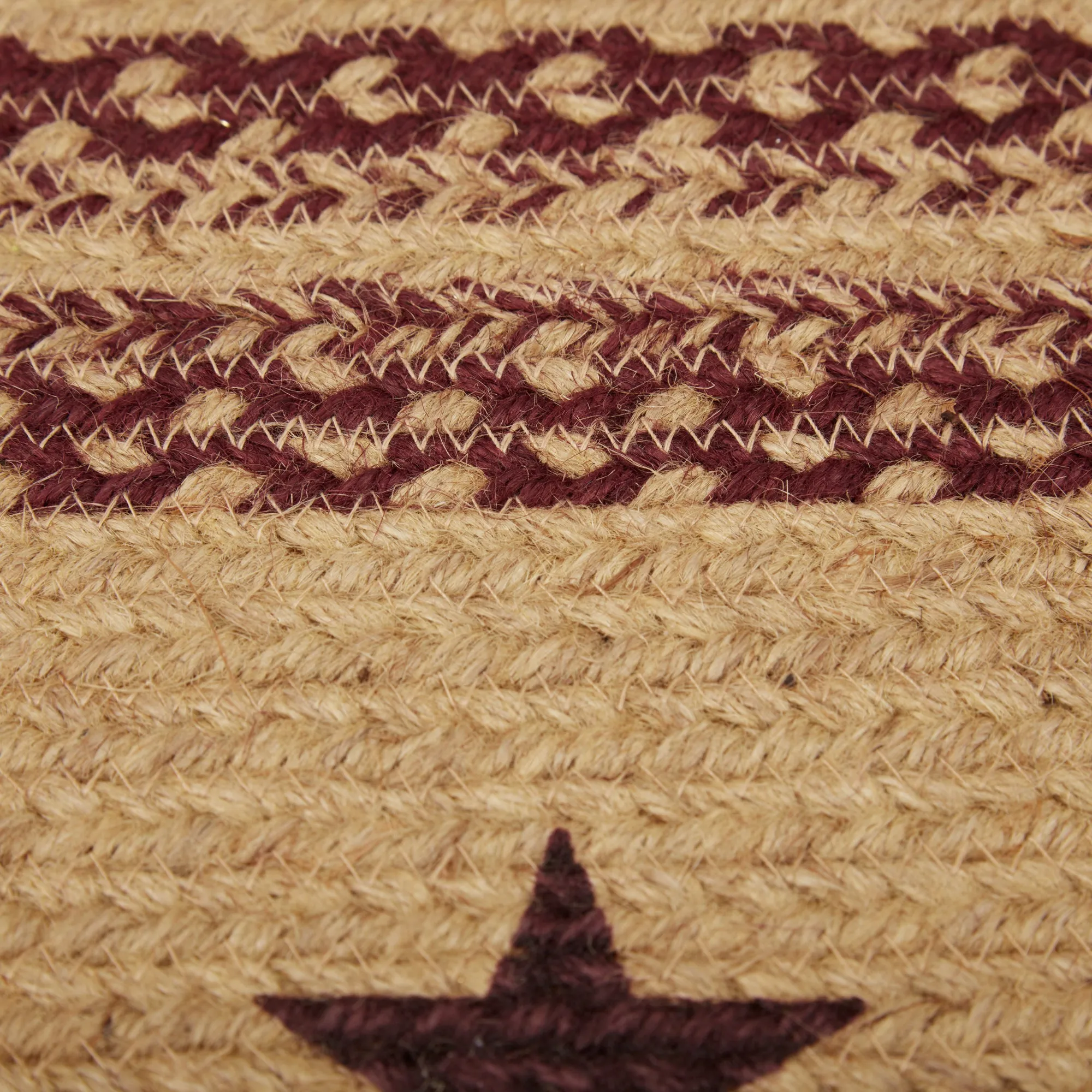Burgundy Tan Jute Rug Stencil Stars