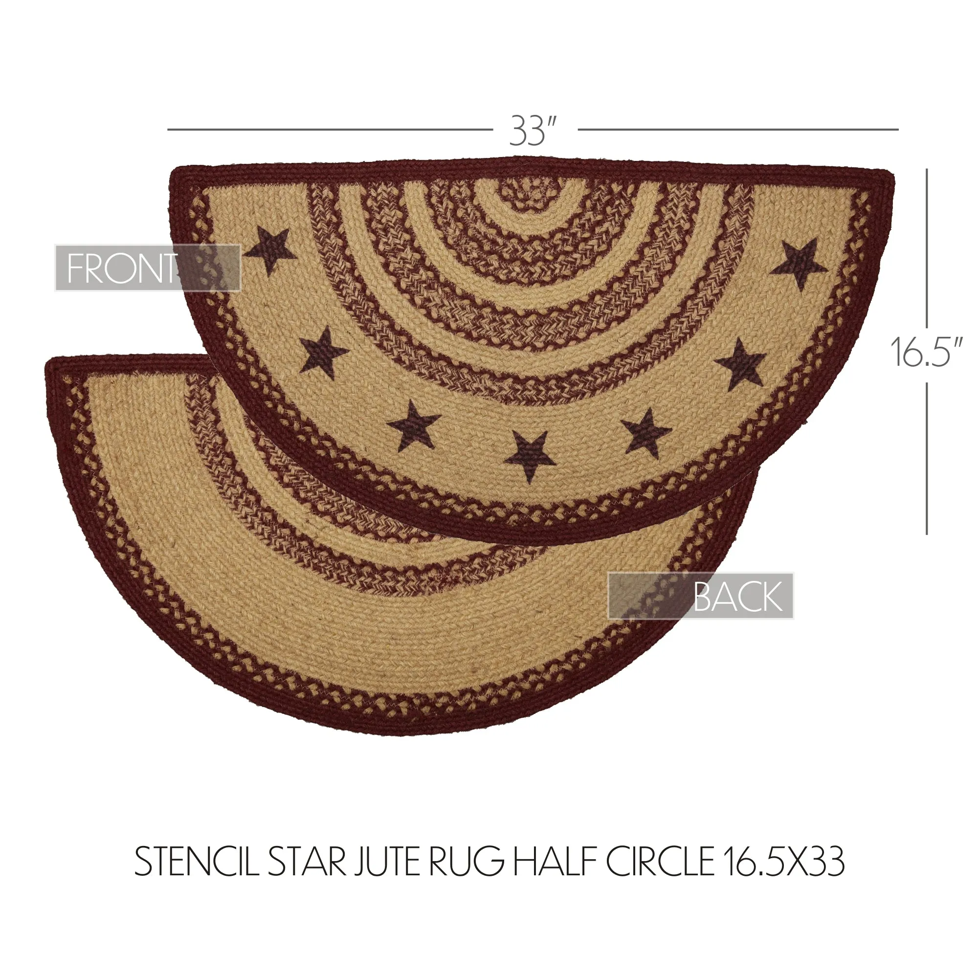 Burgundy Tan Jute Rug Stencil Stars