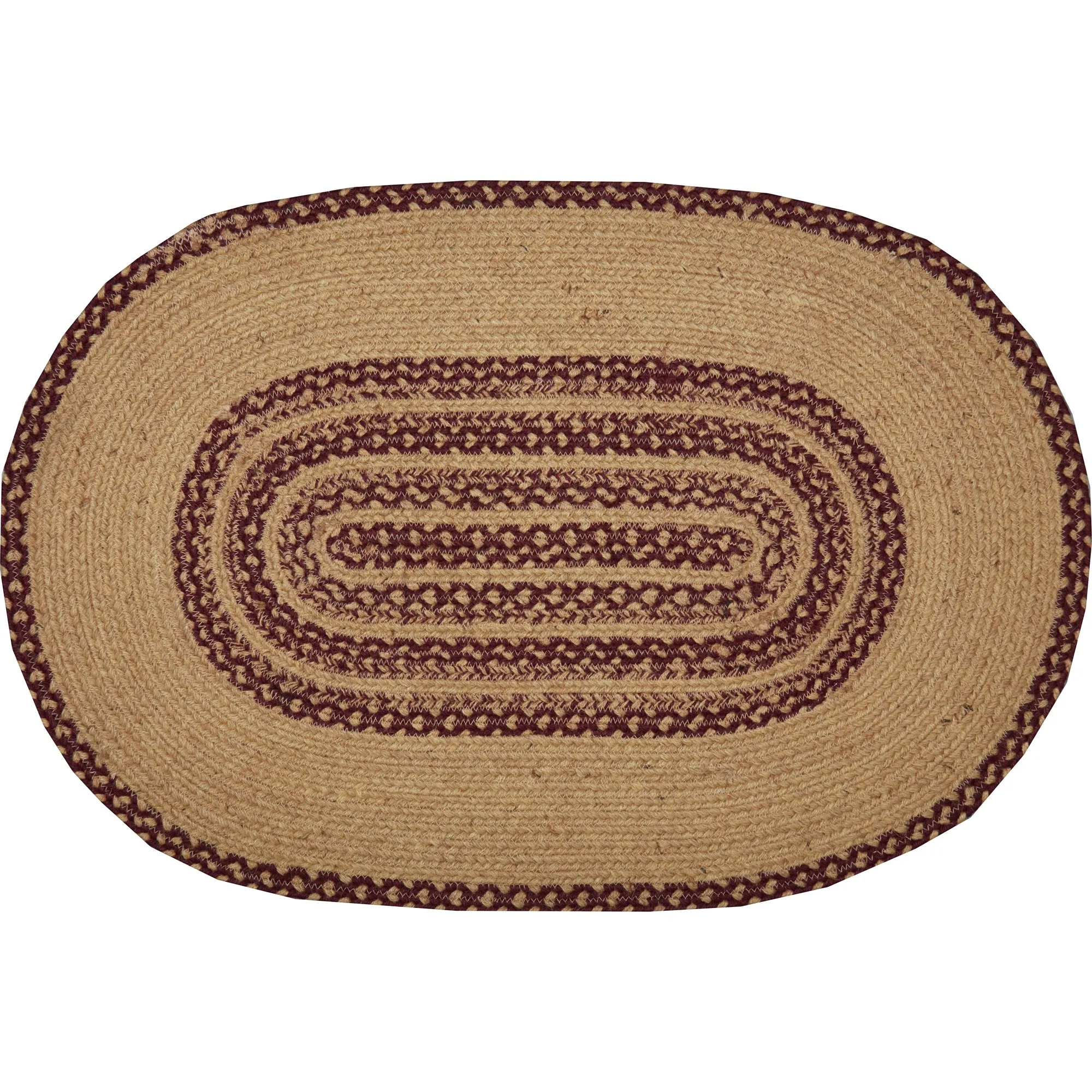 Burgundy Tan Jute Rug Stencil Stars
