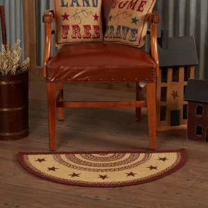 Burgundy Tan Jute Rug Stencil Stars
