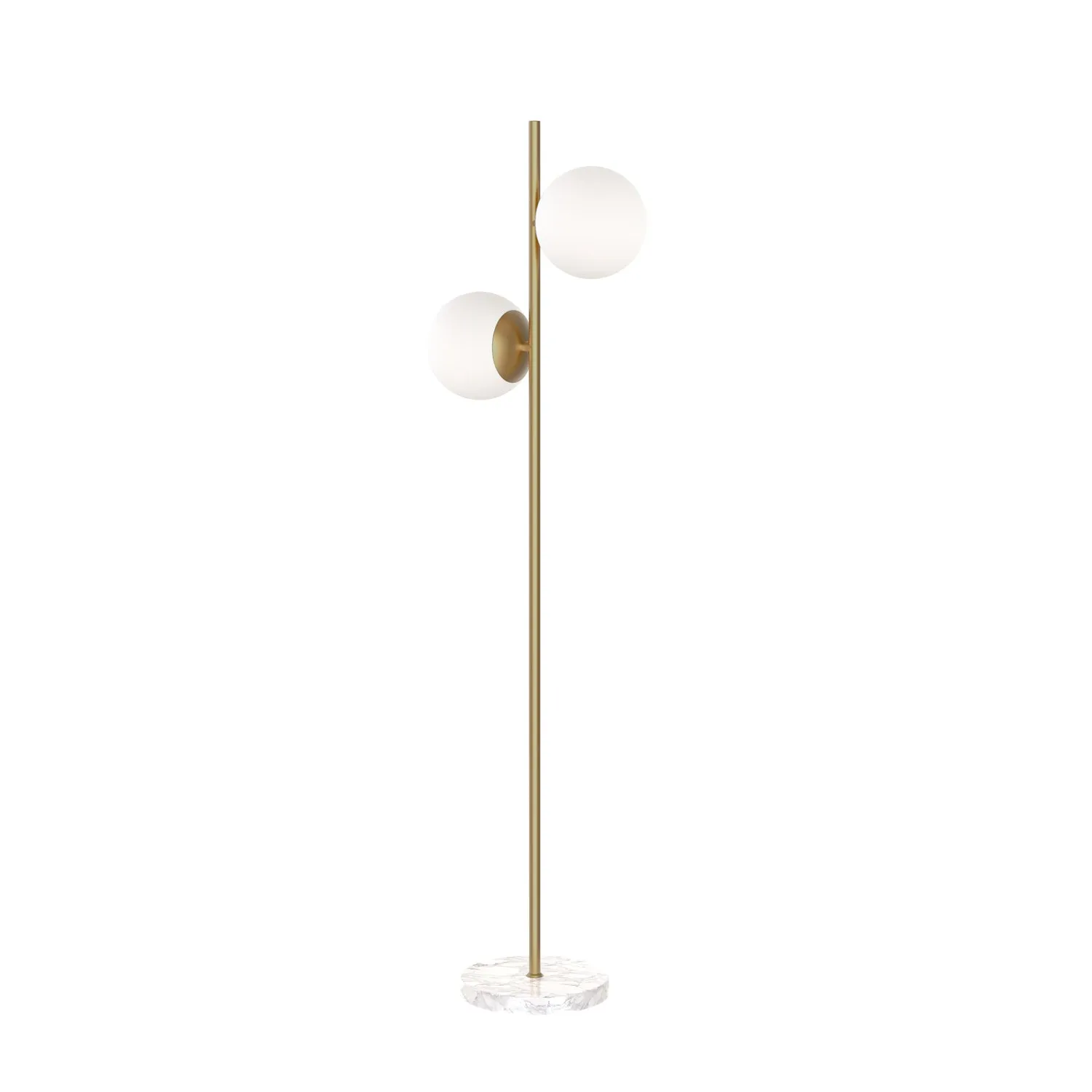 Castell 2 Globe LED Floor Lamp, Aged Brass
