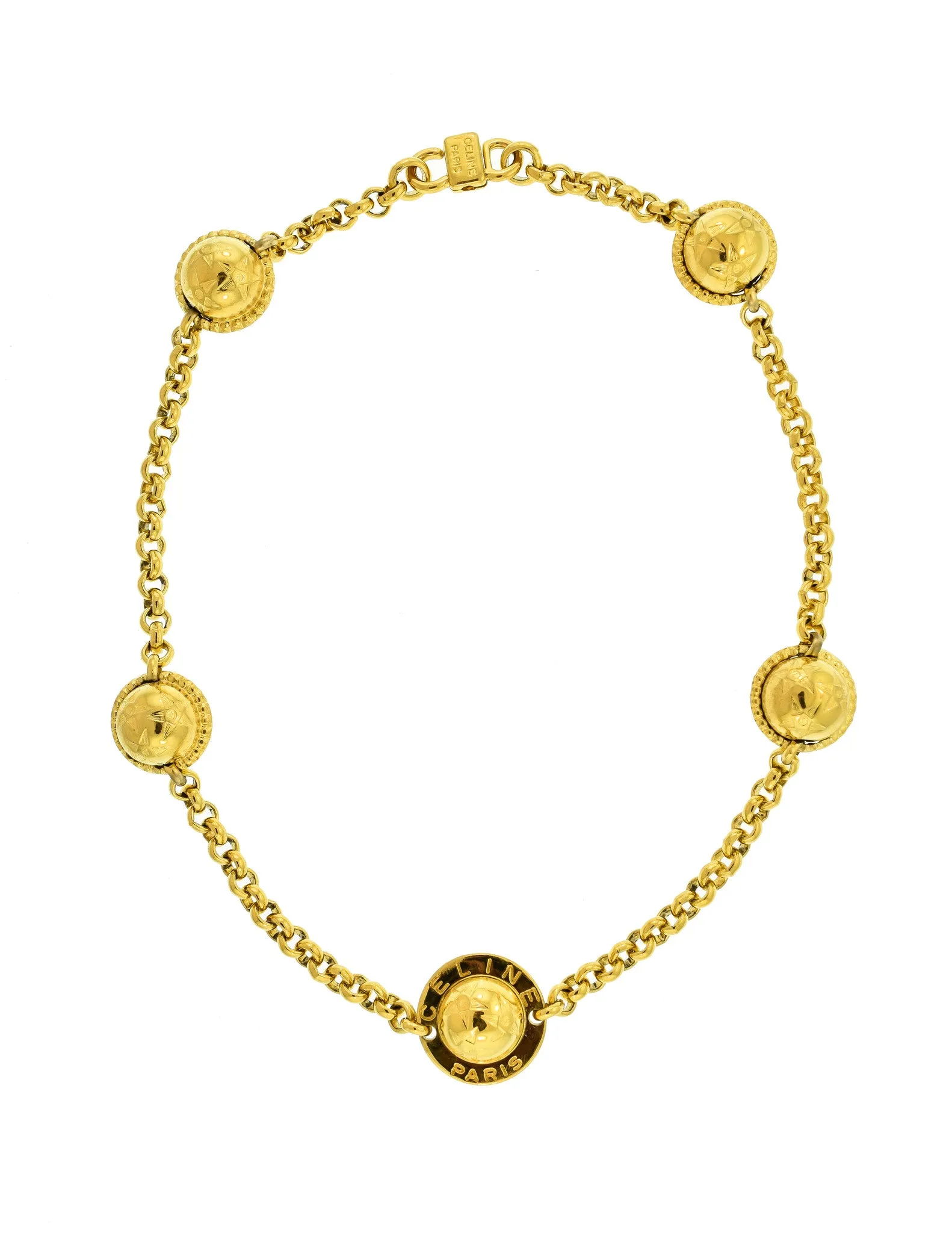 Celine Vintage Gold Star Globe Choker Necklace
