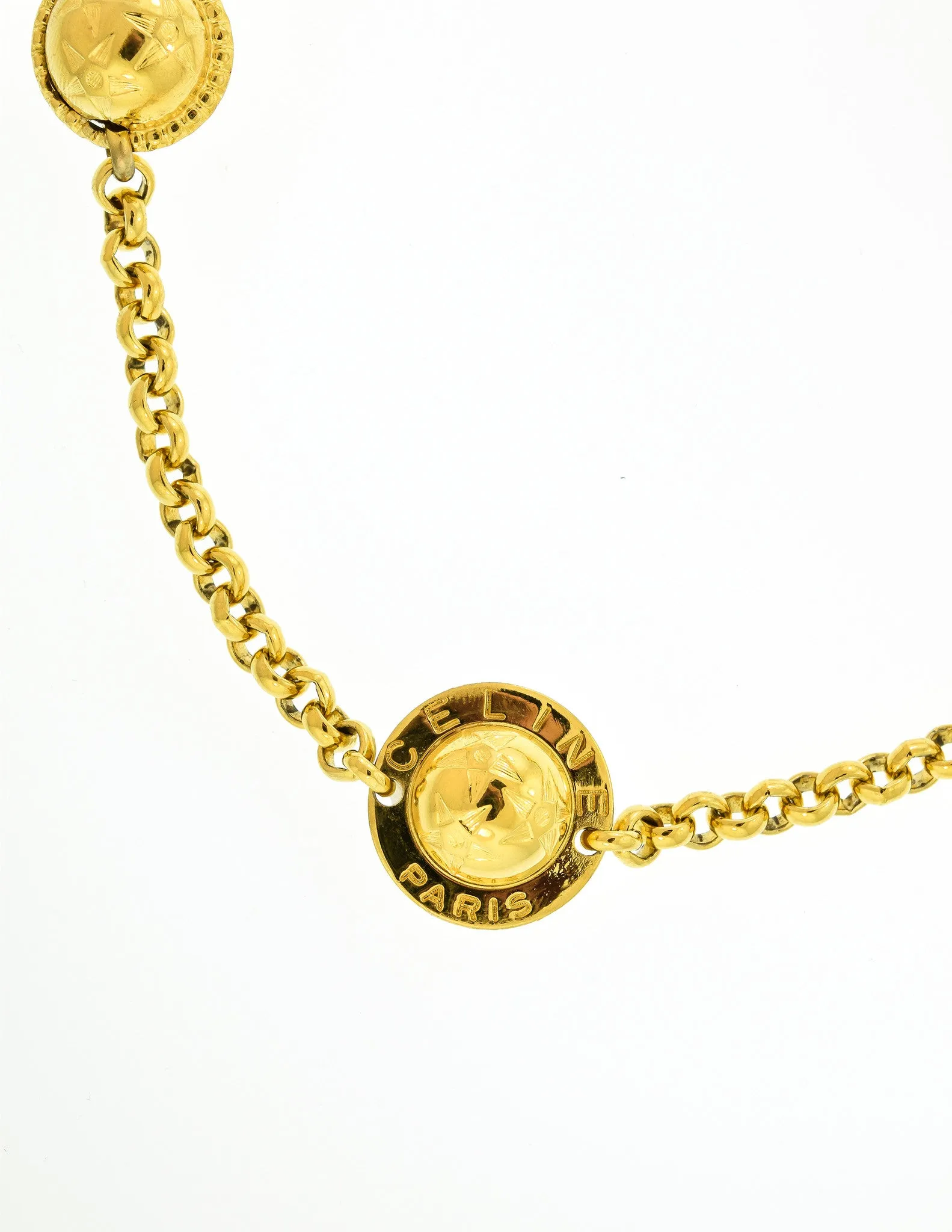 Celine Vintage Gold Star Globe Choker Necklace