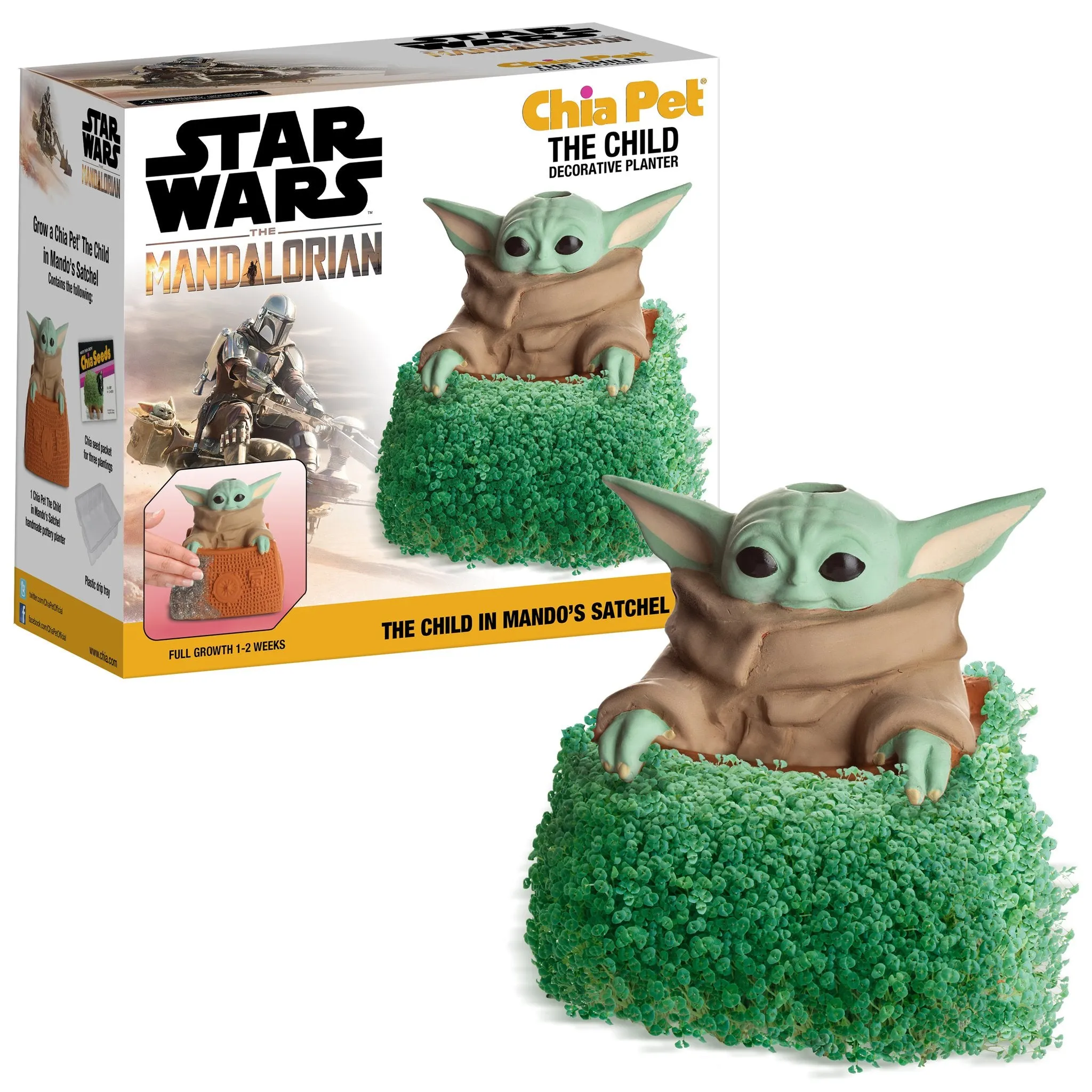 Chia Pet Planter - Star Wars Yoda the Child in Mando's Satchel