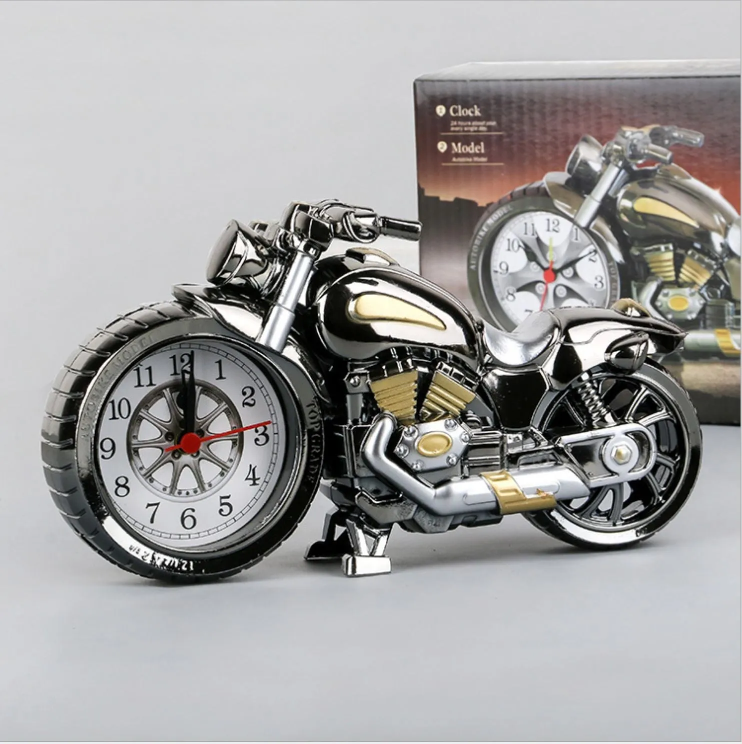 Creative Retro Motorcycle Alarm Clock Children's Personality Model Alarm Clock Student Antair Nightstand Home Gift Little Alarm Clock