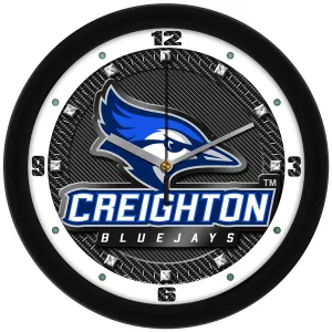 Creighton Bluejays Wall Clock - Carbon Fiber Textured