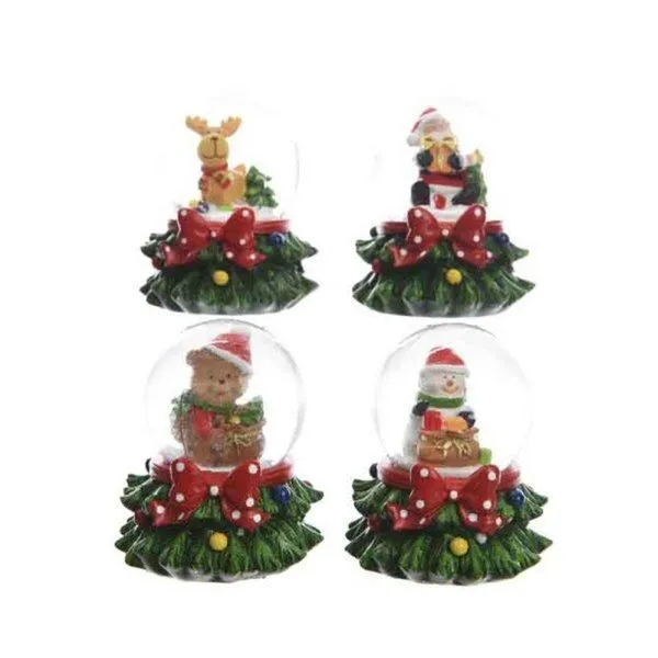 Decoris 6.5cm Christmas Tree Base Snowglobe (Choice of 4) - 535484