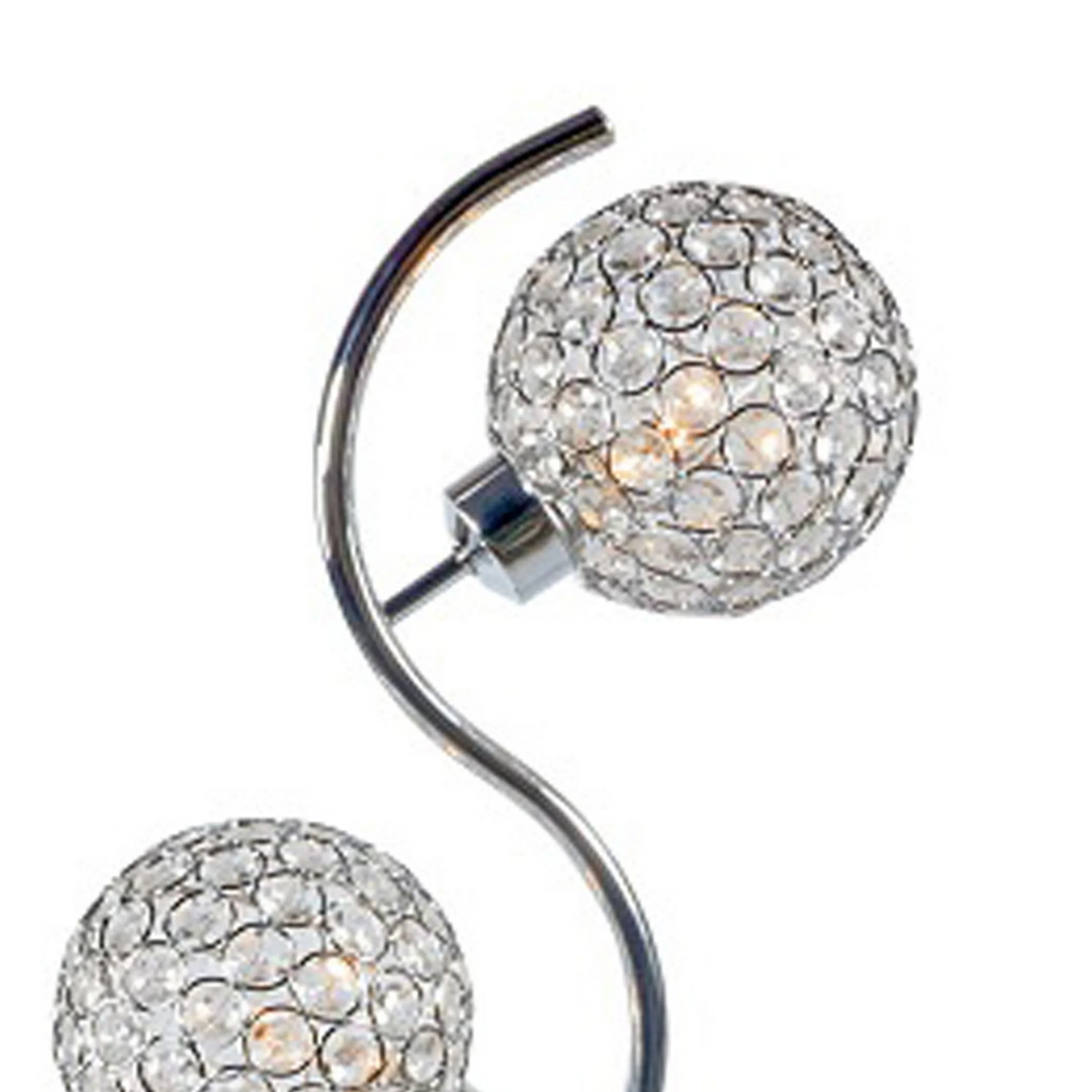 Denise 32 Inch Table Lamp, Metal Frame, Round Base Glass, Crystals, Silver By Casagear Home