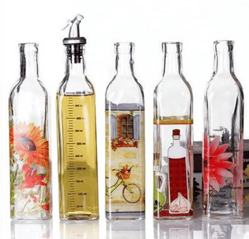 Ethnic Flower Painted Glass Bottles