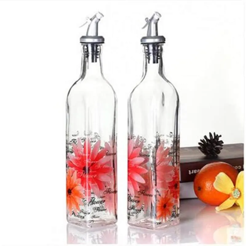 Ethnic Flower Painted Glass Bottles