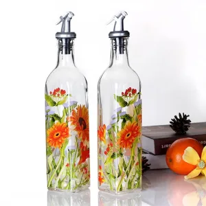 Ethnic Flower Painted Glass Bottles