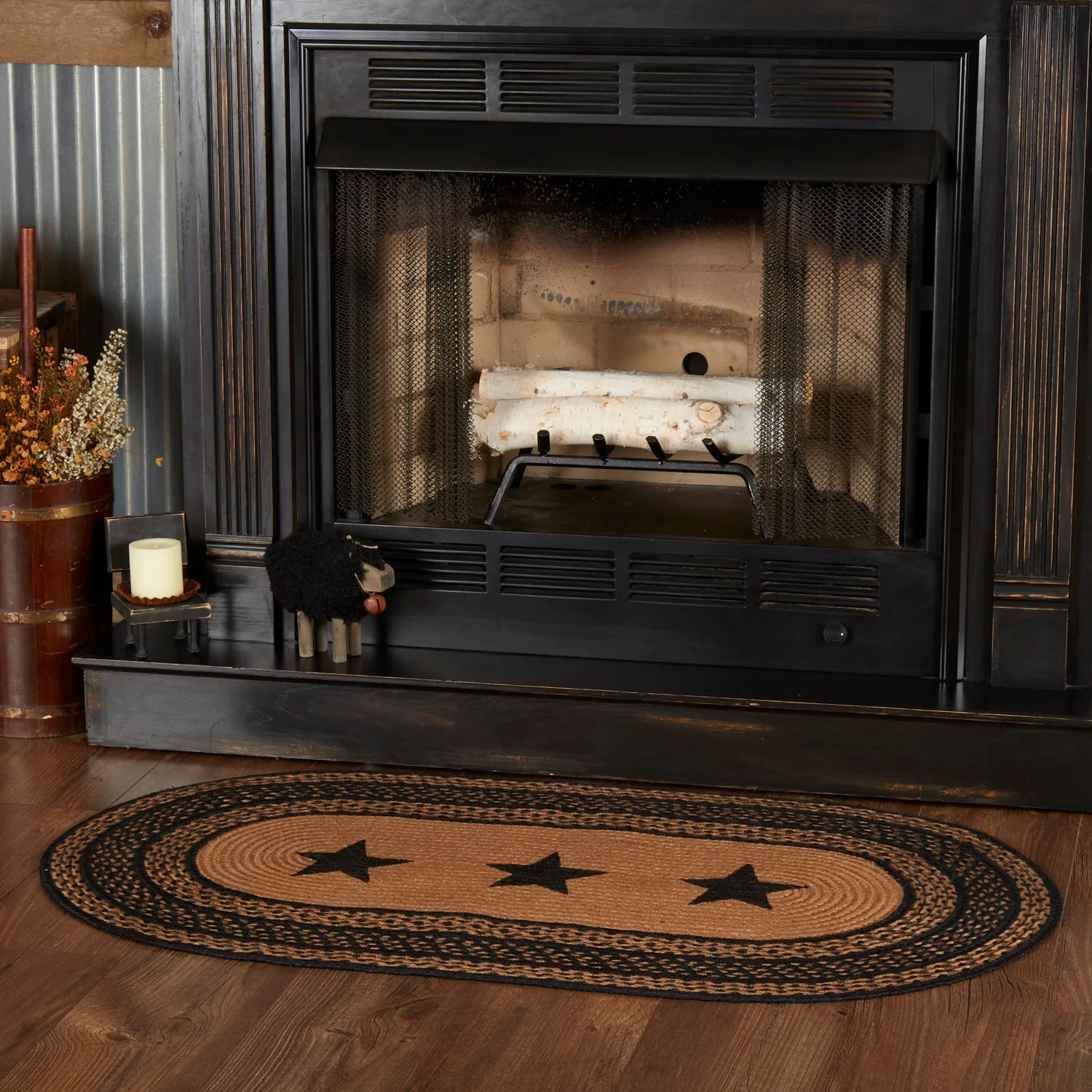 Farmhouse Jute Rug Stencil Stars