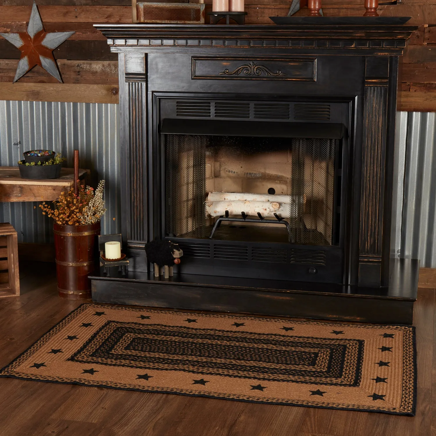 Farmhouse Jute Rug Stencil Stars